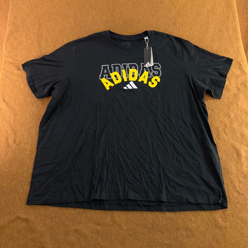 Adidas Mens 4XL Black Short Sleeve Logo Graphic Collegiate T-Shirt NWT